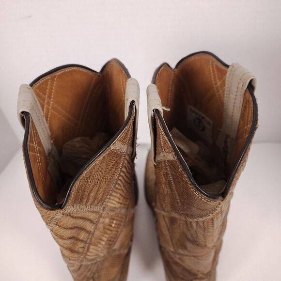 Vtg Laramie Leather Western Cowboy Boot Handmade Patchwork Lizard Brown Sz 6 D - Picture 7 of 11